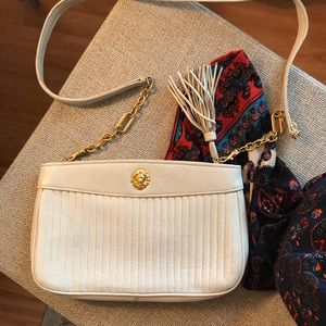 Anne Klein cream quilted leather crossbody